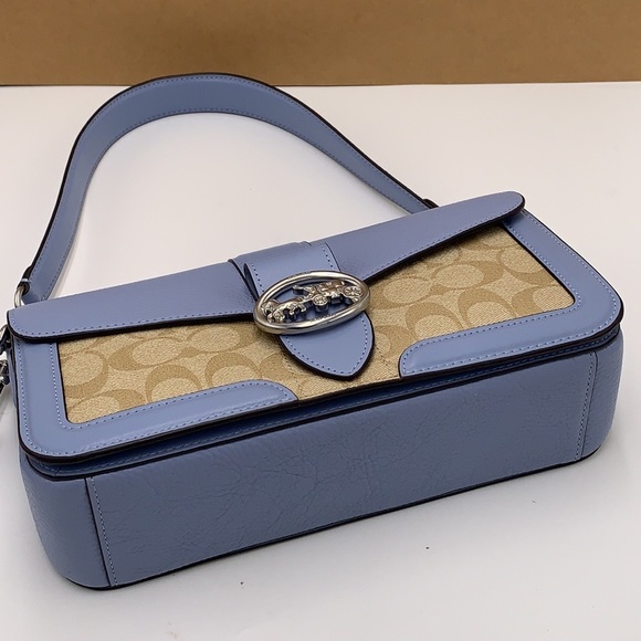 COACH Georgie Shoulder Bag In Signature Canvas 
Silver/Light Khaki/Marble Blue - Picture 15 of 16